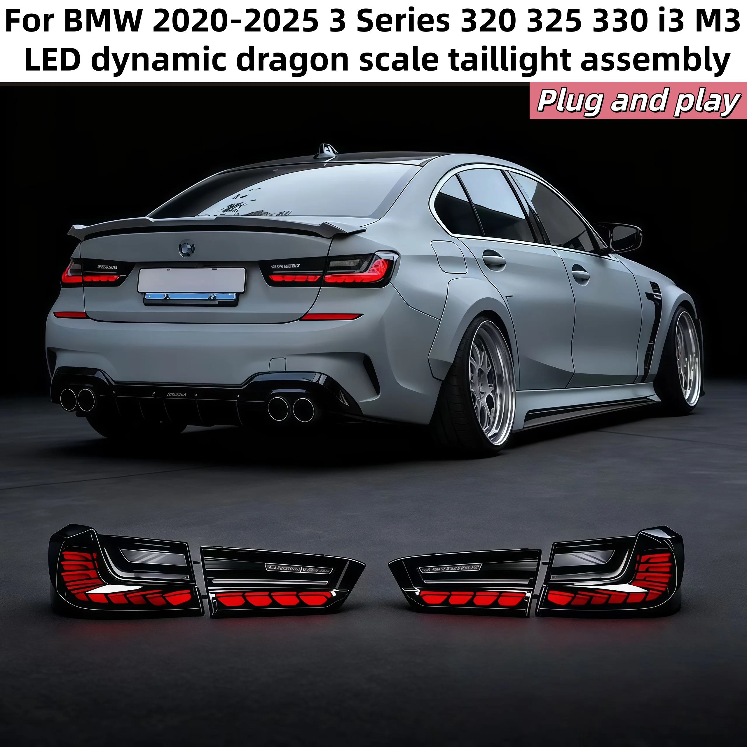 

Tail Lights Turn Signal For BMW 2020-2025 3 Series 320 325 330 i3 M3 LED dynamic dragon scale taillight assembly Plug and Play
