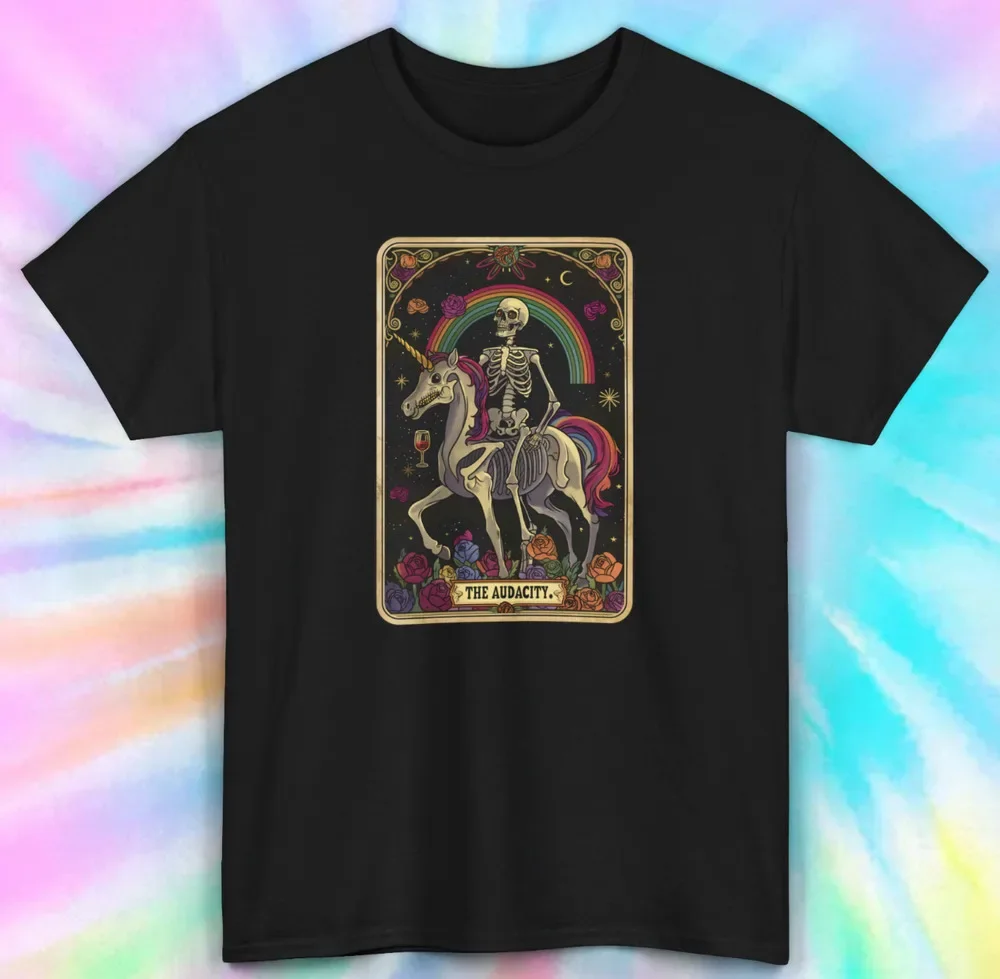 The Audacity Tarot Tee Skeleton Rider | Bold Statement T-Shirt Anime Graphic T-shirts High Quality 100%Cotton Short Sleeve