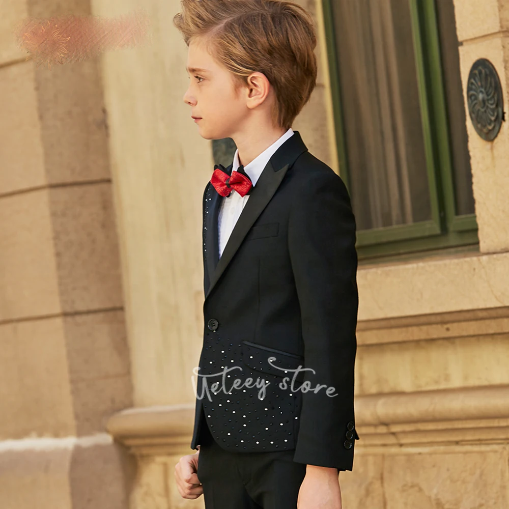 Terno masculino de 3 peças, clássico, slim fit, terno infantil sólido para crianças pequenas, terno de casamento para festa de baile