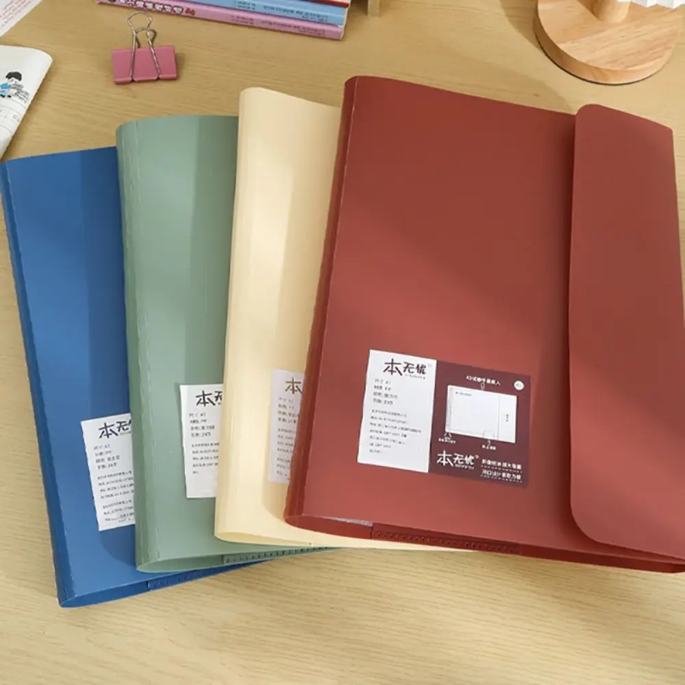 Carpeta de archivos A3 de hojas sueltas estilo INS, libreta de datos de papelería transparente para estudiantes, bolsa de archivo desmontable para estudiantes