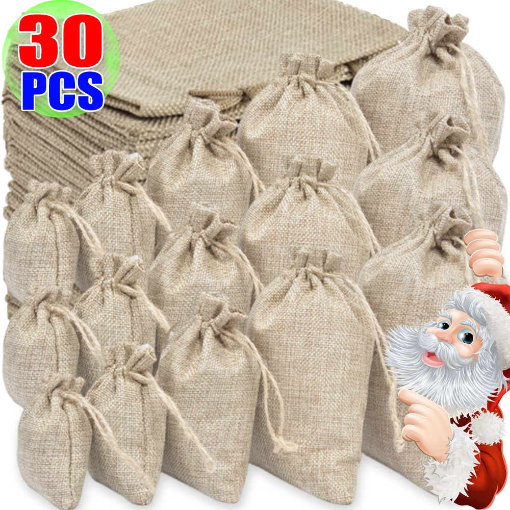10pcs/set 7X9/8X10/10X14/10X15CM Drawstring Burlap Bag Jute 