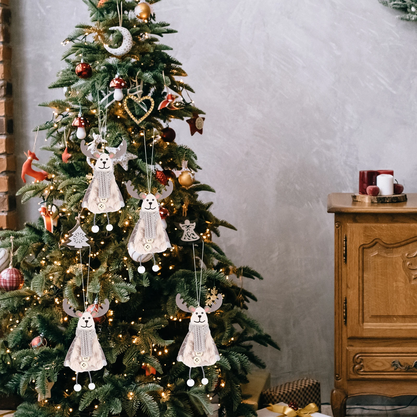 

3Pcs Wood Christmas Adornments Thick Rustic Xmas Tree Hanging Ornaments Eco-Friendly Xmas Decor Supplies