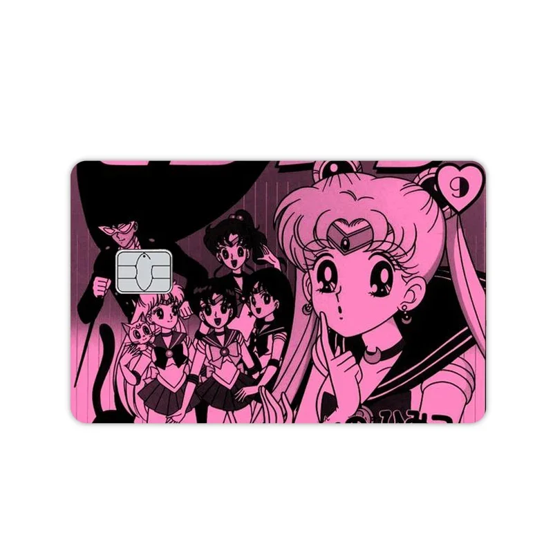 Anime Tsukino Usagi Cute Credit Card Skin Visa Stickers Metro Debit Bank Charge Card Waterproof Anti-Scratch Sticker Front Side