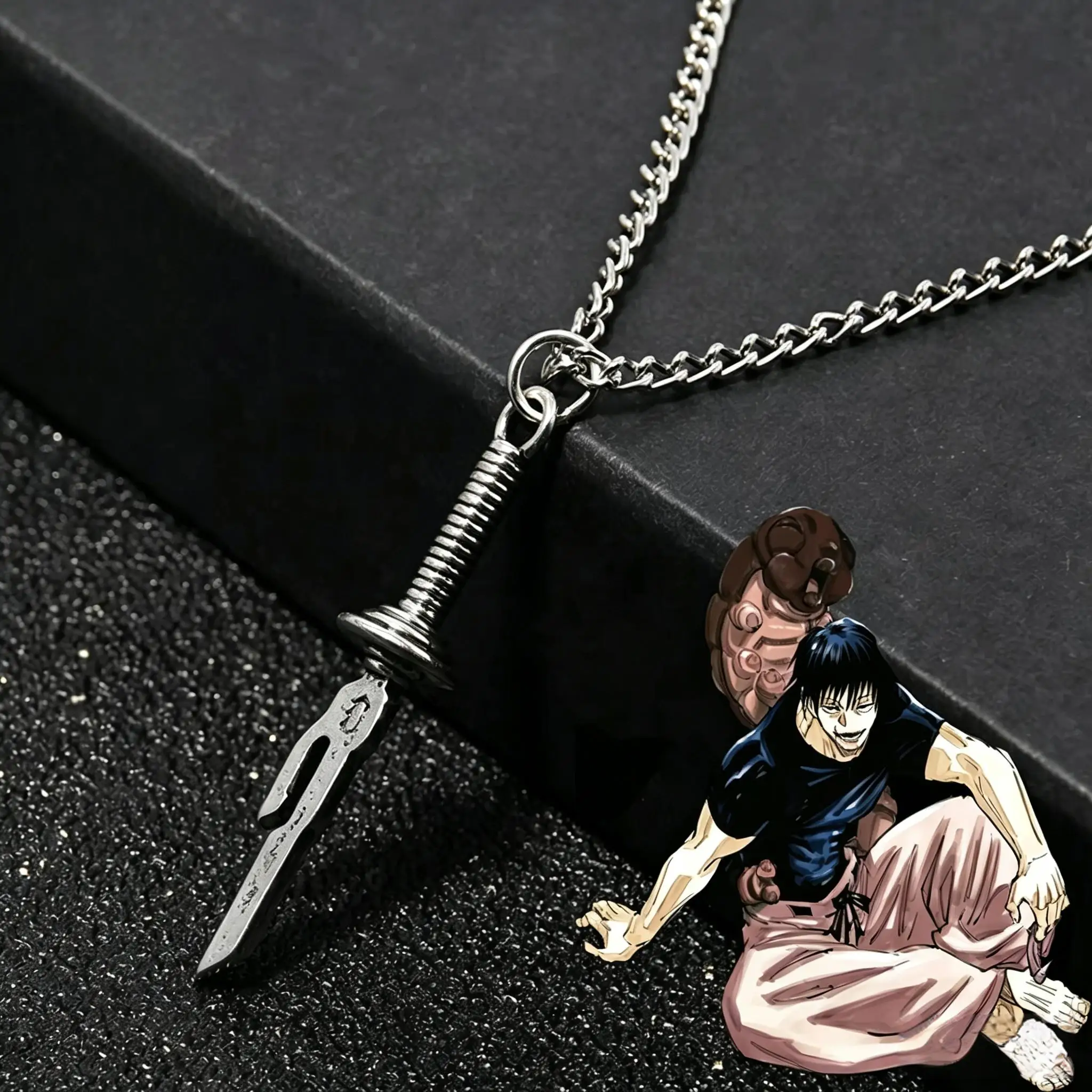 Anime Fushiguro Toji Sword Necklace Spear of Tianri Knife Pendant Cosplay Necklaces For Unisex Choker Jewelry