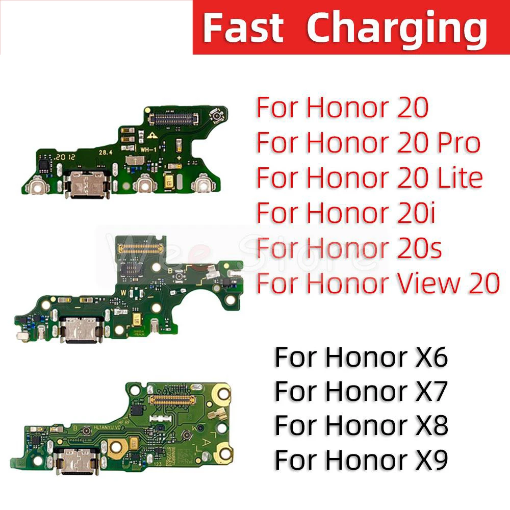 USB Sub Board Dock Mic Charger Connector Charging Port Flex Cable For Huawei Honor View 20 Lite Pro 20i 20s X7 X8 X9 Phone Parts