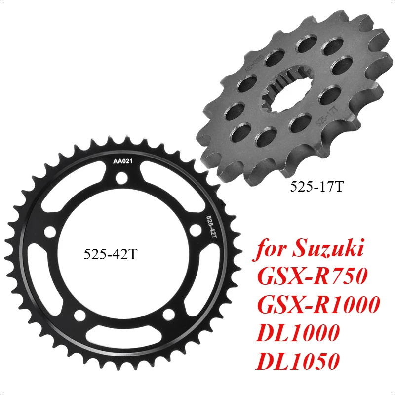 

525 17T 42T Motor Bike Front Rear Sprocket Gear Wheel Cam for Suzuki GSX-R750 ​GSX-R1000 ​DL1000 ​DL1050 V-Strom