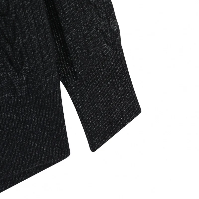 Men's Brown Cable Knit Cardigan, 2025 Autumn New Stand Collar Button-Down Warm Knitted Outerwear