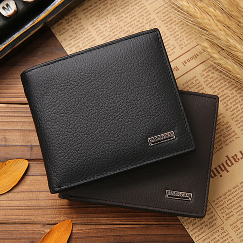 Classic Short Genuine Leather Men Wallets Fashion Coin Pocket Card Holder Men Purse Simple Quality Male Wallets