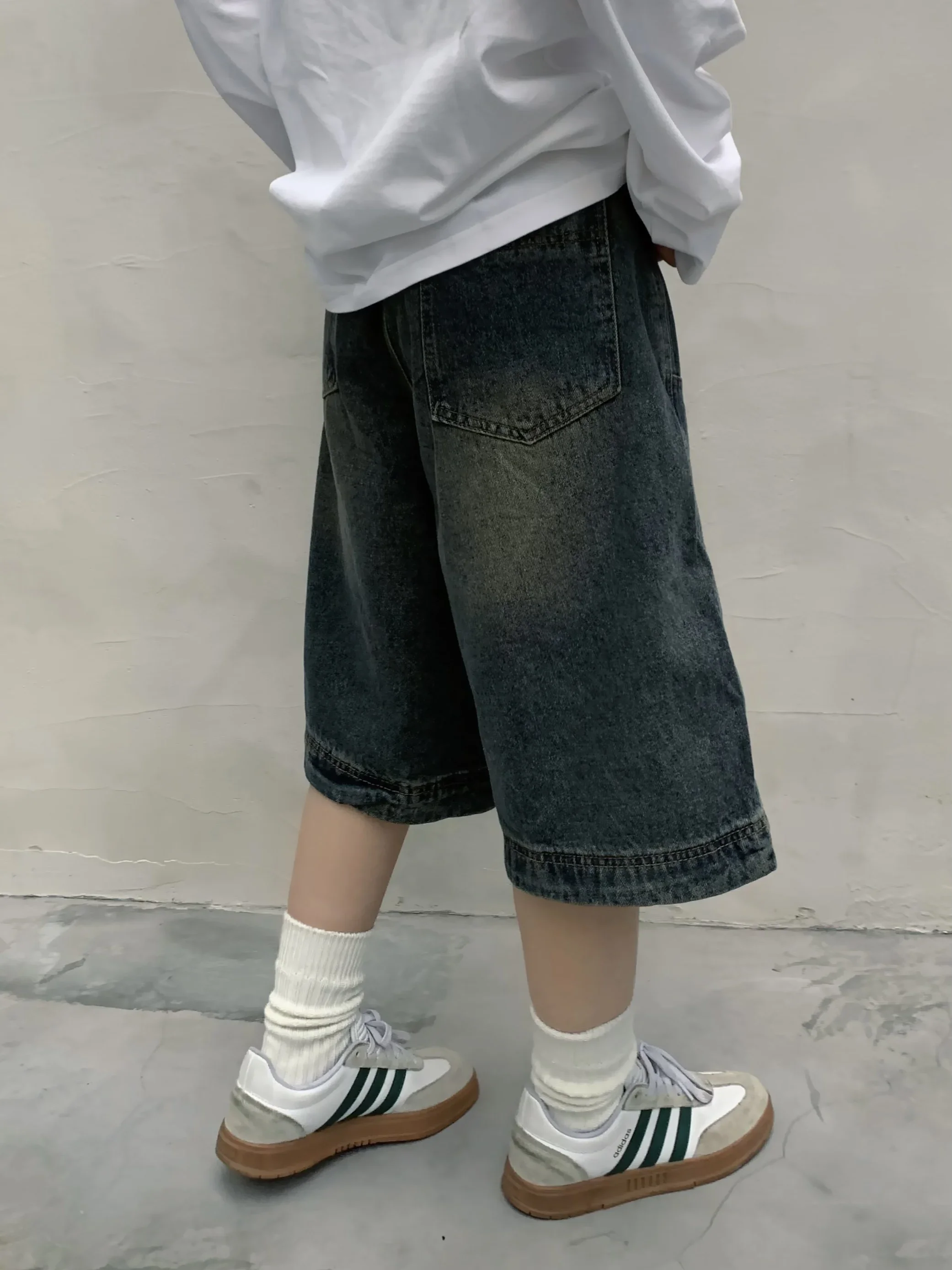 AAA Keramo Y2k Vintage Baggy Jorts Women Wide Leg Knee Length Jeans Korean Streetwear Casual Oversize Washed Denim Shorts Summer