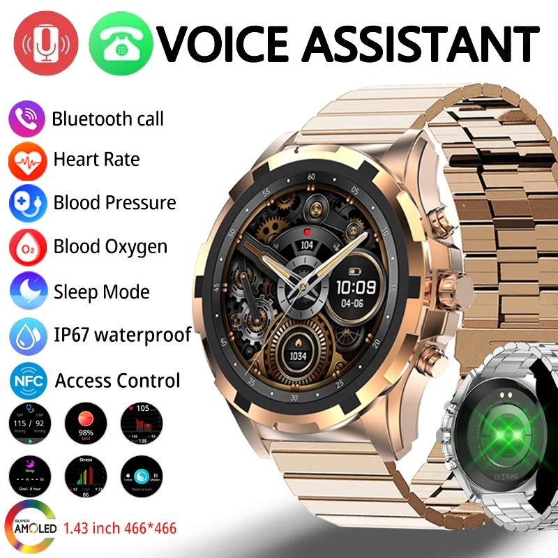 

Новинка 2024, мужские Смарт-часы с Bluetooth, голосовым помощником и функцией звонков, умные часы с встроенным экраном AMOLED, умные часы для спорта, фитнеса для Android и IOS