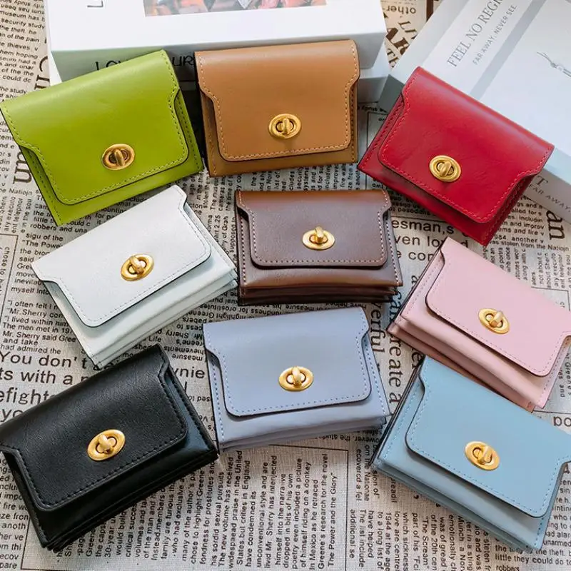 Fashion Short Hasp Wallets PU Leather Multi-card Pocket Purses For Women Portable Money Bag Small Coin Card Holders