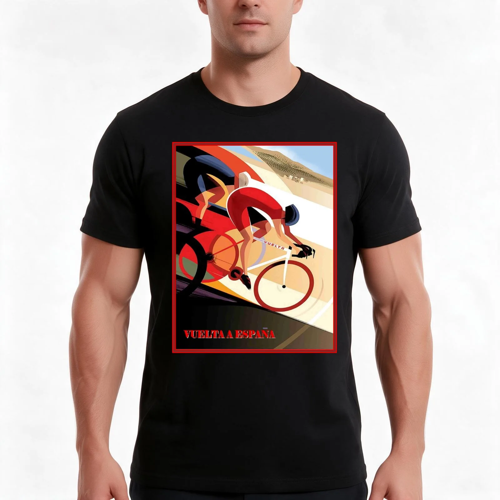 VUELTA A ESPANA : Abstract Bicycle Racing Print T-Shirt Summer Casual Cotton Tee Oversized Streetwear Tops Unisex Men Women