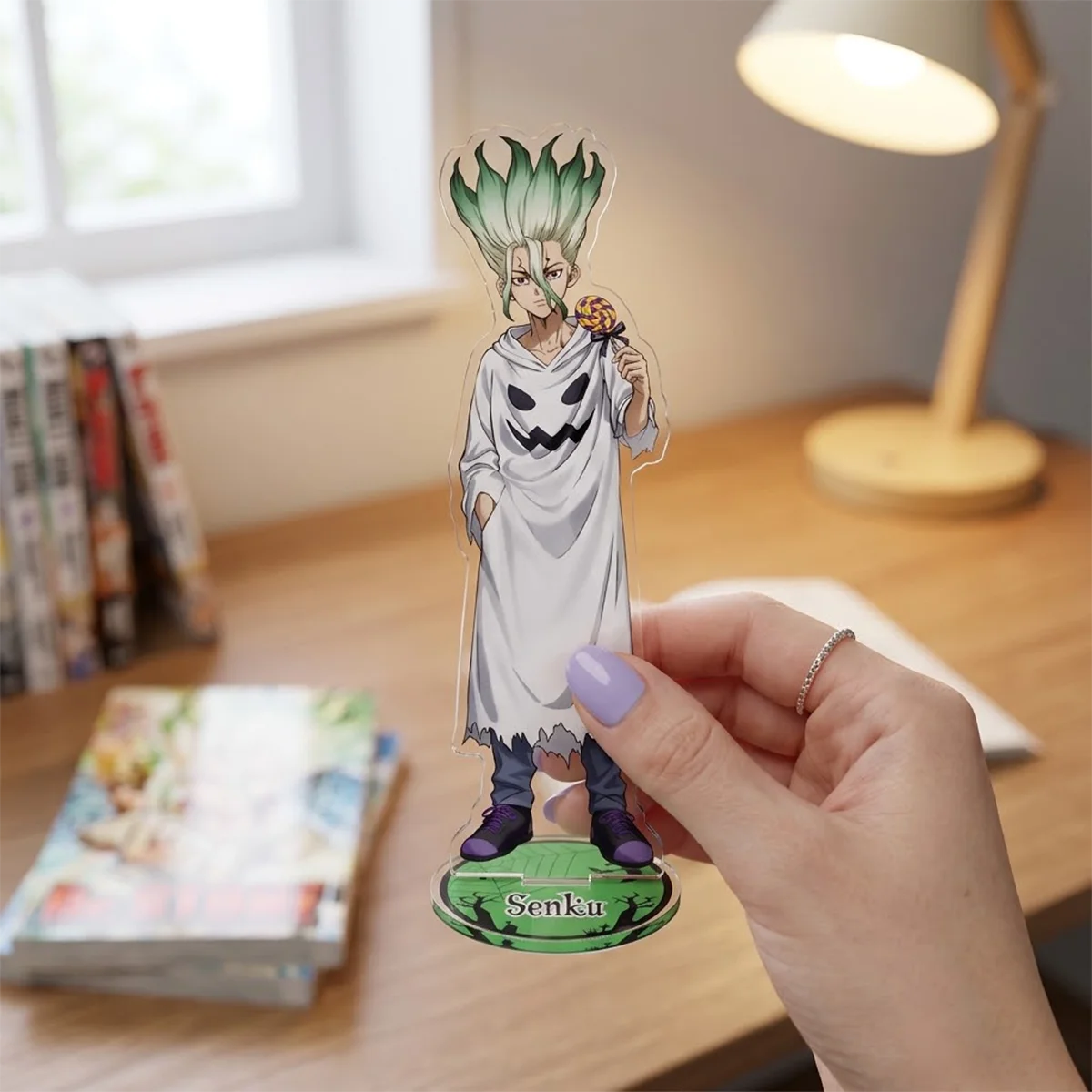 Anime Dr.STONE Senku 15cm Acrylic Stand Set Halloween Gift Manga Collectible Tabletop Decor Keychain