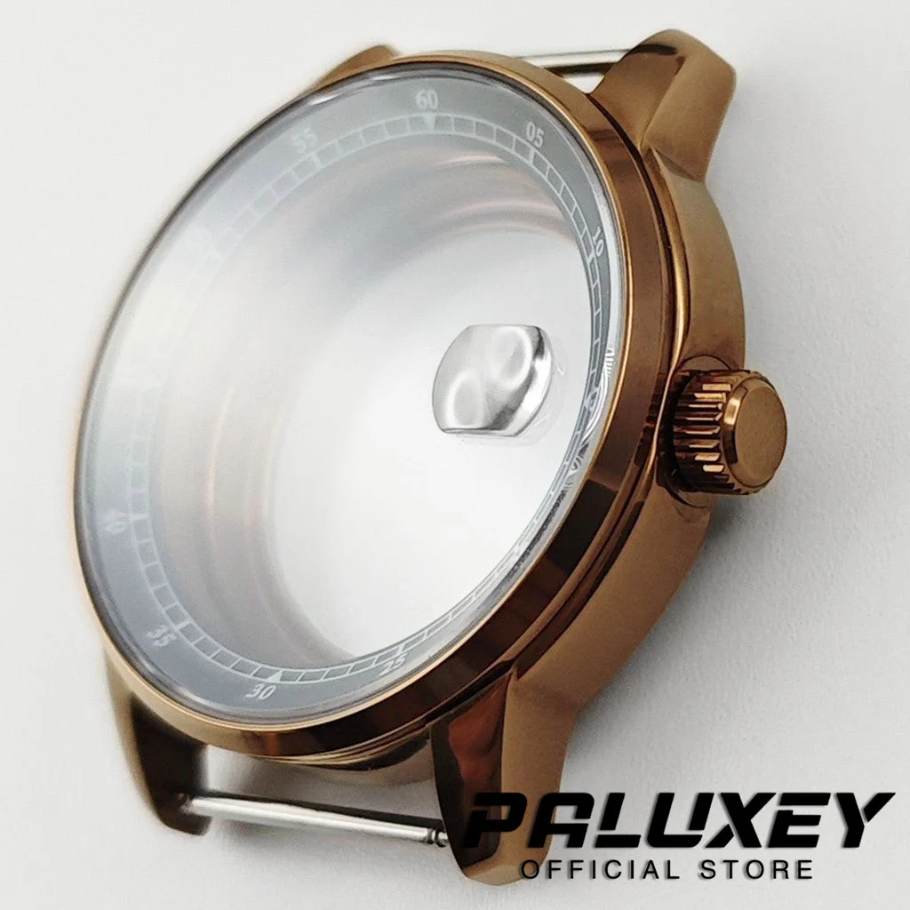 NH35 Vintage Brass 38mm Sapphire Crystal Watch Case With Black Chapter Ring for NH34 NH35 NH36 PT5000 Movement Watch Accessories