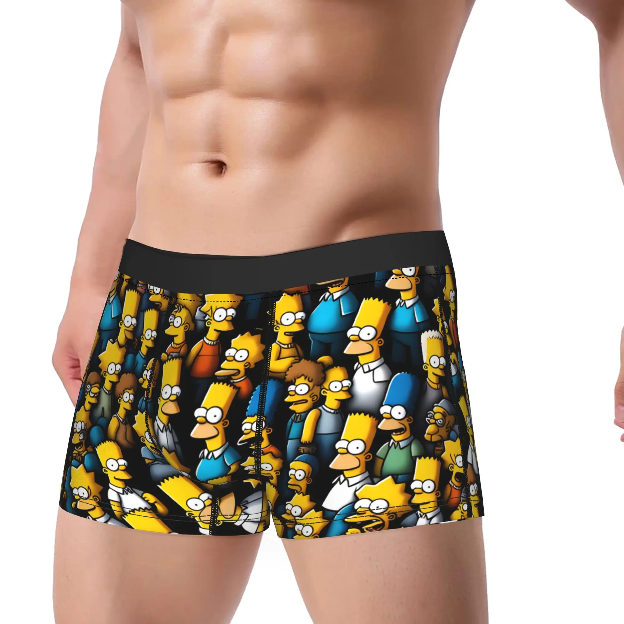 Bart S-Simpsons Faces All Over Print Underwear Customs Boxershorts High Quality Male Panties Sexy Soft Boxer Brief Birthday Gift