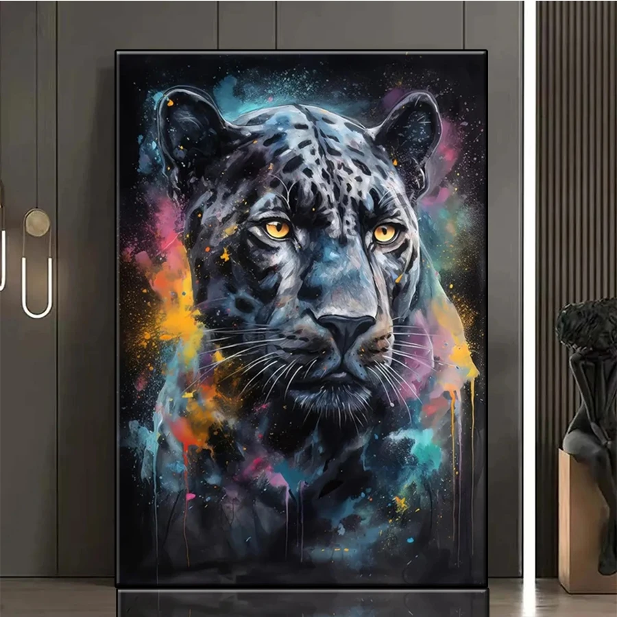 New 5D Full Square Round Diamond Painting Abstract Graffiti Animal Black Panther Diamond diy Embroidery Home Decoration Mosaic