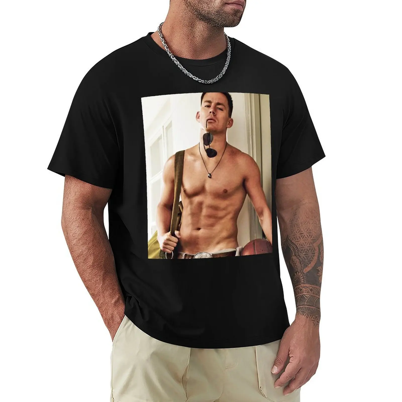 

Channing Tatum Shirtless T-Shirt summer clothes basketball graphic tees mens graphic t-shirts