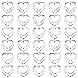 10pcs Antique Silver Double Hearts Charms Vintage Alloy Hollow Pendants For DIY Earrings Necklace Bracelet Jewelry Making