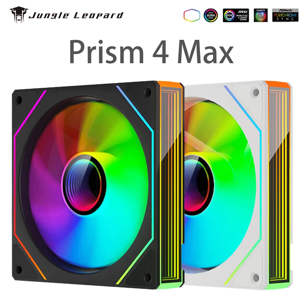 Jungle Leopard Prism 4 MAX Chassis Fan 12CM Heat Dissipation Divine Light Synchronous Side Infinite Mirror PWM
