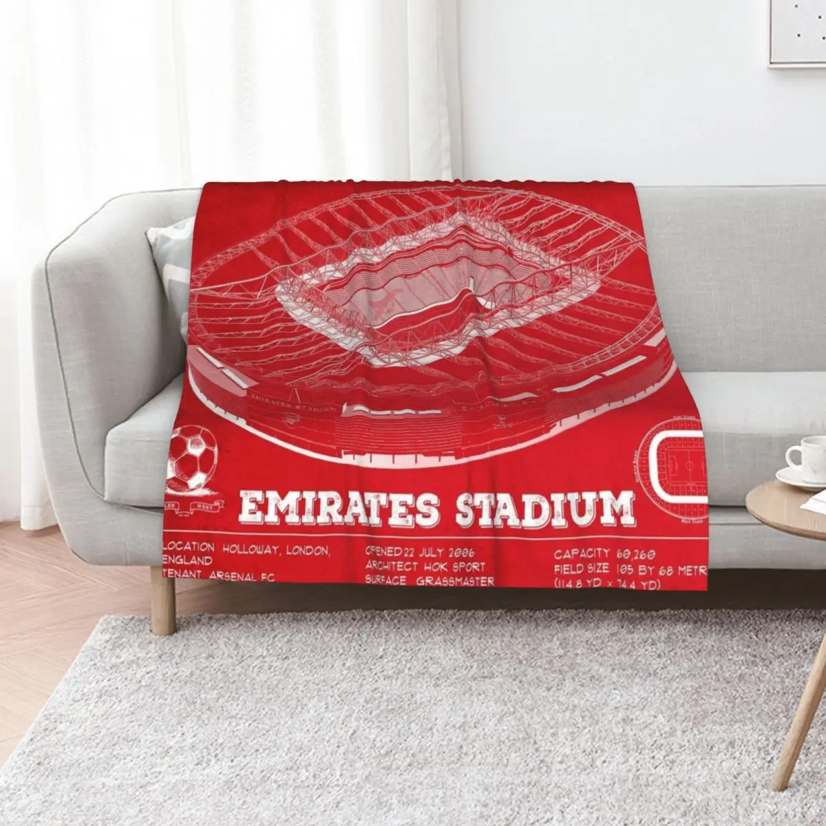 Emirates Stadium Throw Blanket Decorative Throw Extra Large Throw Soft Plaid Plush valentine gift ideas Fashion Sofas Blankets