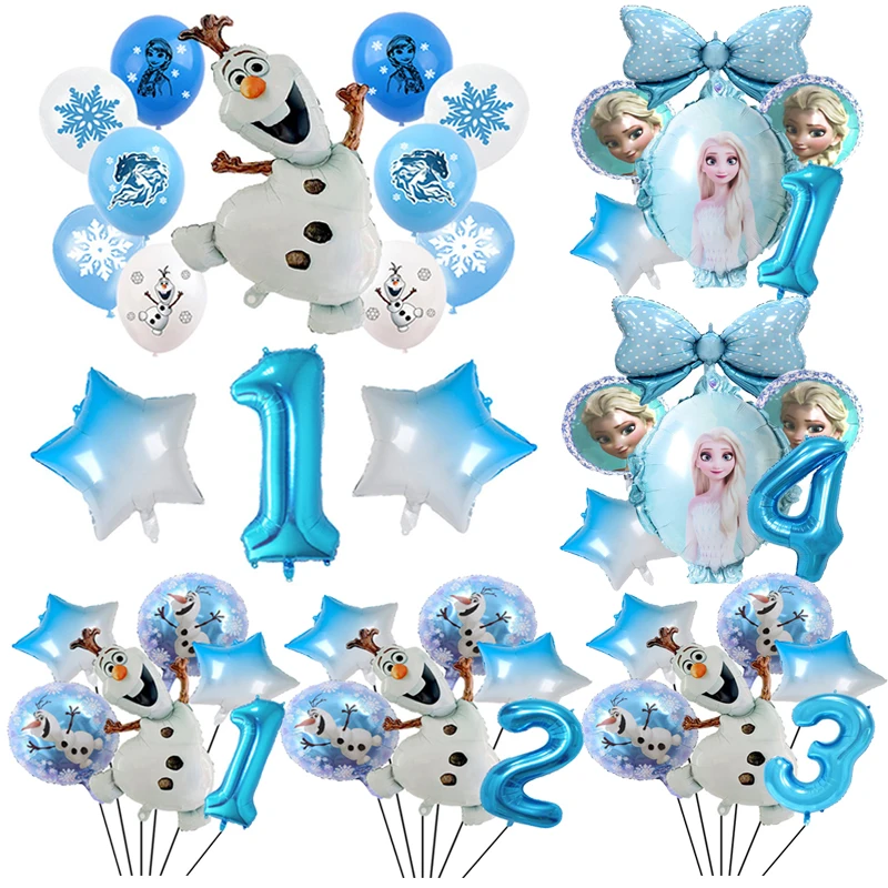 Disney Frozen Theme Birthday Foil Balloon Set Olaf Elsa Anna Snow Queen Cartoon Baby Shower Decor Supplies Helium Kids Toy Globo