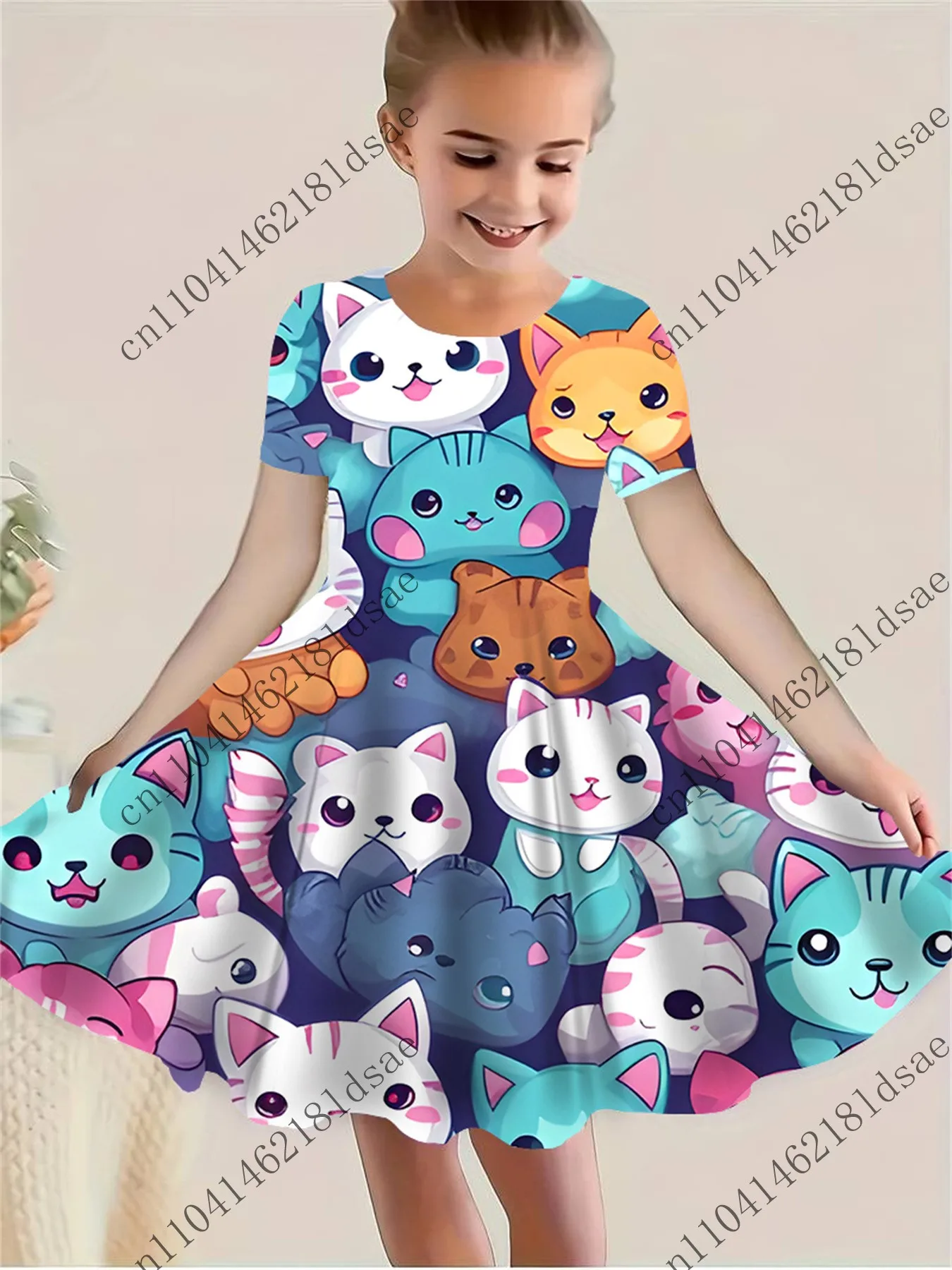 

2526 HOT Summer dress Children's Clothing 3d Printed Romantic COSPLAY sleeping sports outdoor polyester fiber Girls soft