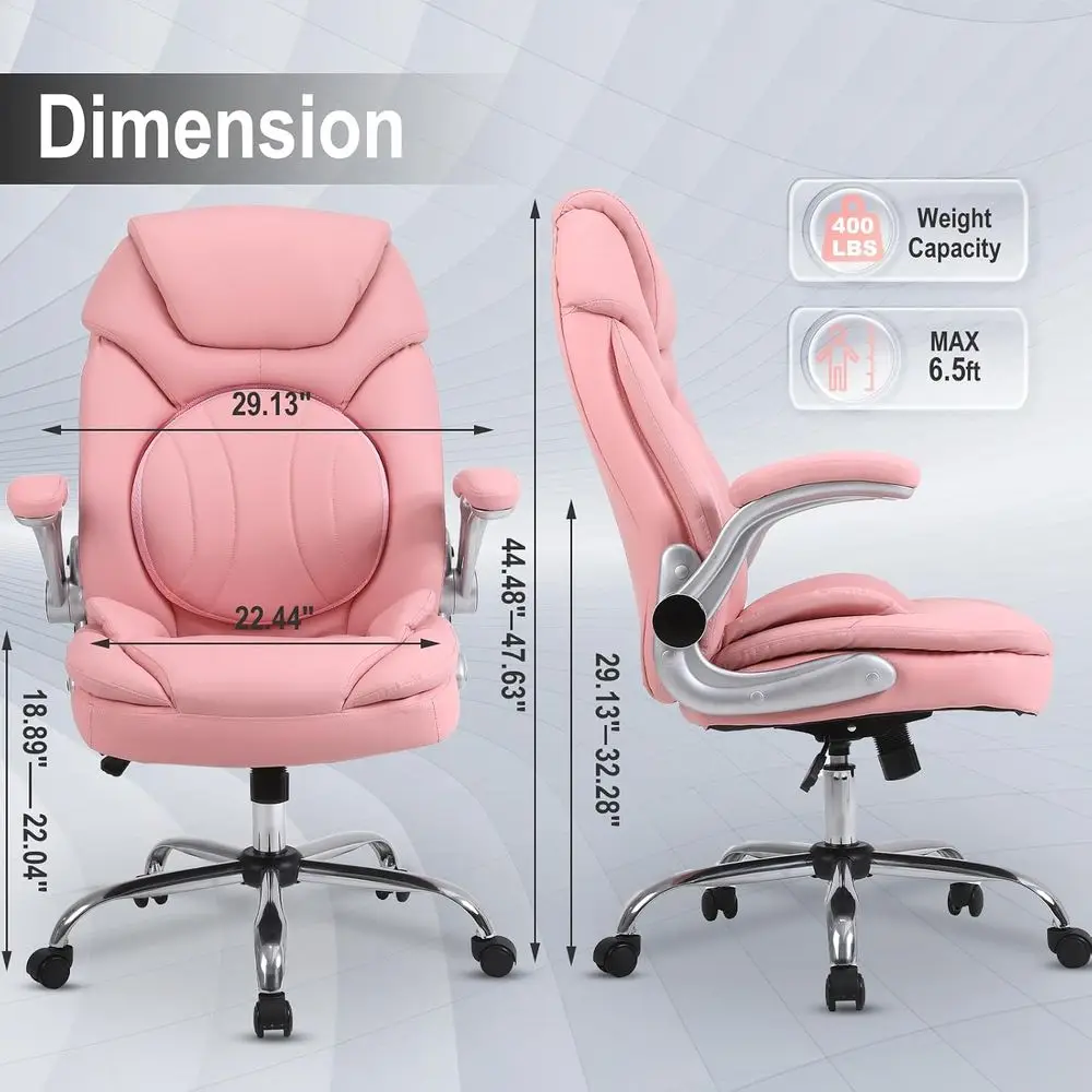 Ergonomic Executive Oice Chairs with Adjustable Lumbar Support, 90-120° Rocking Managerial Chair Swivel Desk Chairs with Padded