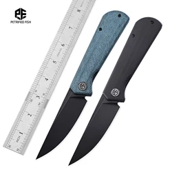 Peixe petrificado pfp07 k110 cetim stonewashed lâmina cerâmica rolamento de esferas g10 micarta lidar com facas edc ferramenta sobrevivência ao ar livre