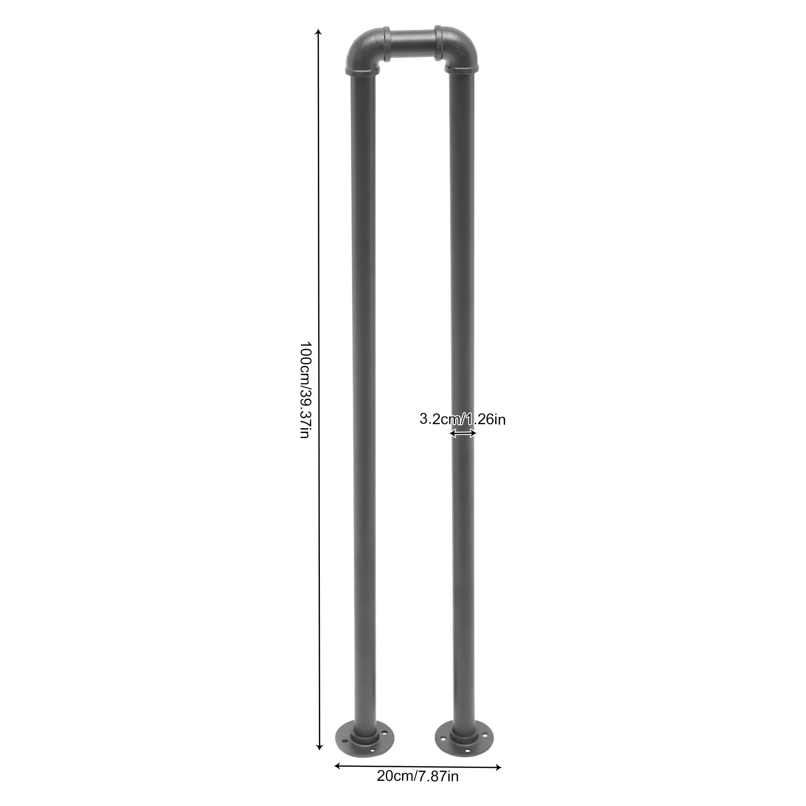 Pasamanos de escalera Barandilla de seguridad de acero industrial en forma de U negra para soporte de escaleras interiores y exteriores