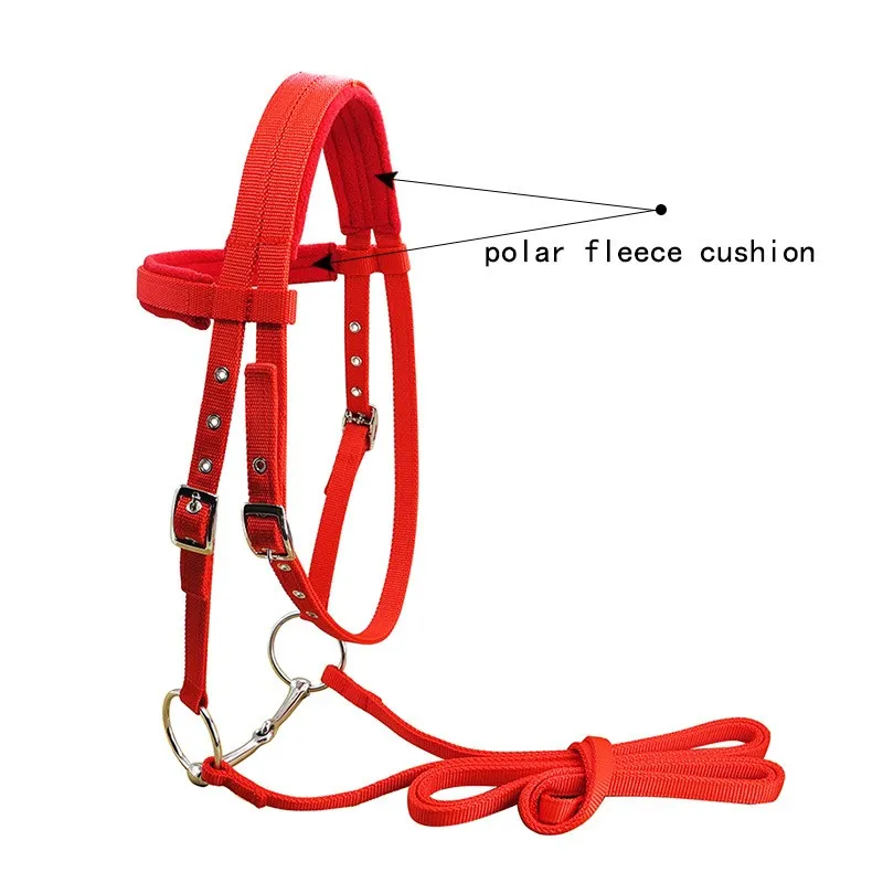 PP Webbing Horse Bridle مع Rein، وسادة من الصوف القطبي + لقمة Snaffle الثابتة #2