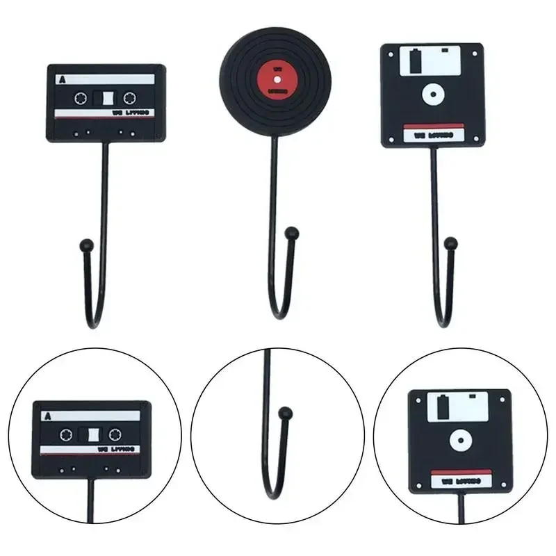 Bathroom Discmagnetic Records Vinyl Retro Kitchen Hanger Storage Tape Key Hook Cassette Shelf Coat Rack Clothes Decor Wall