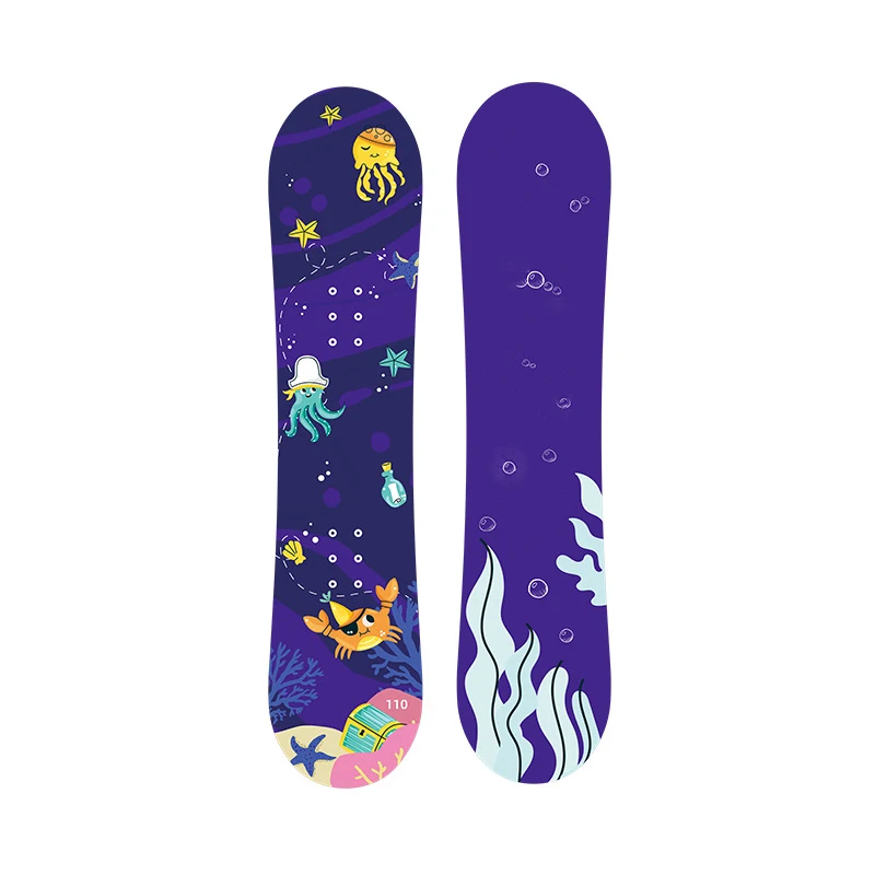 Juego de Snowboard para Niños con Diseño de Mundo Submarino, Núcleo de Madera de Álamo, Fijaciones y Botas, Varios Tamaños, Gran Venta
