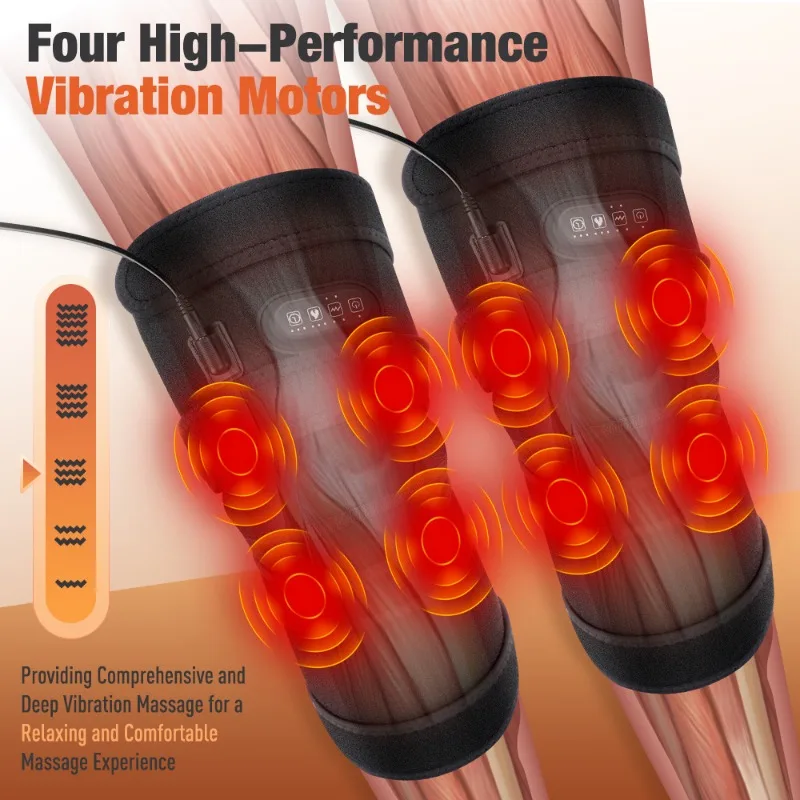 Plug in Heated Massage Knee Pad Large Area Timed Hot Compress Cold Leg Relief Joint Physiotherapy Support Therapy Massager Brace