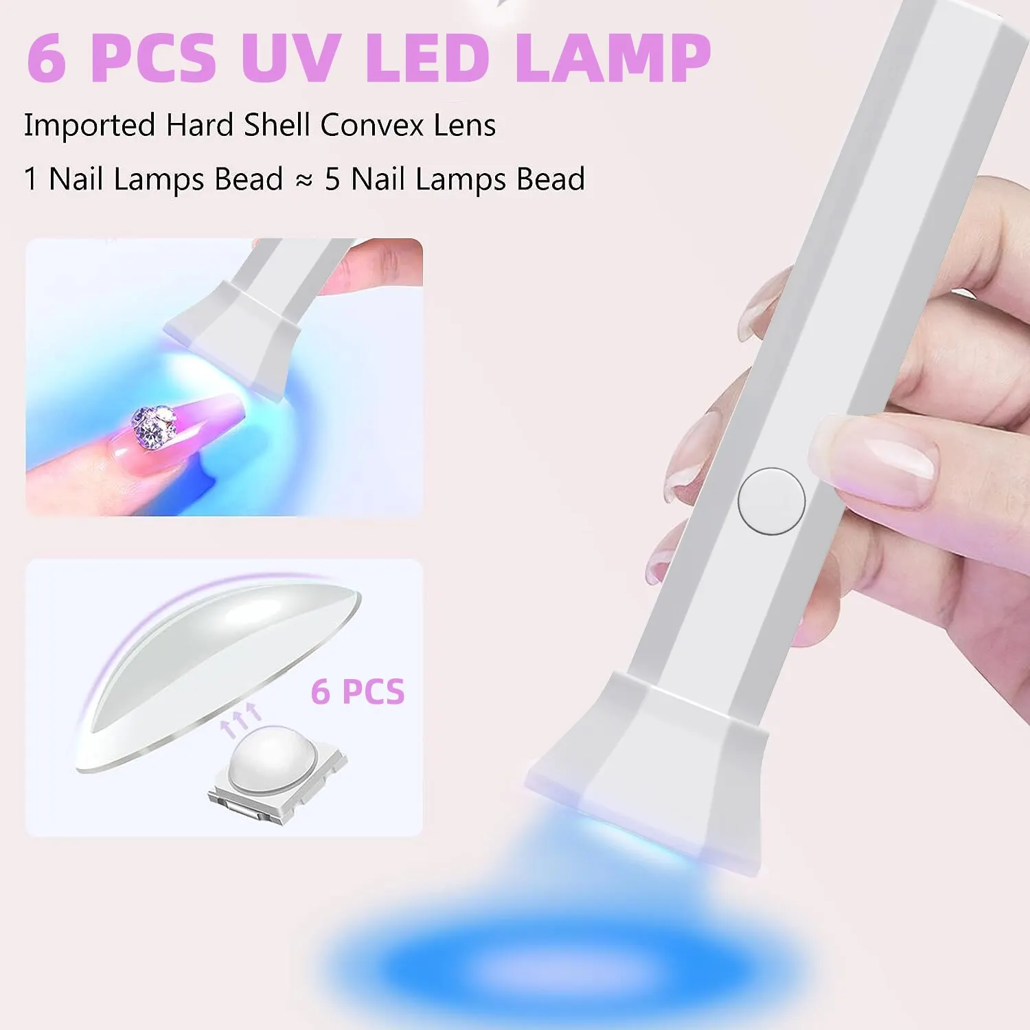 Lampe Sèche-Ongles Portable UV LED C5, Lampe à Polymérisation, Tous les Verhéritage Gel, Rechargeable par USB, vaccage Rapide, Machine de Manucure, Outil d'Art