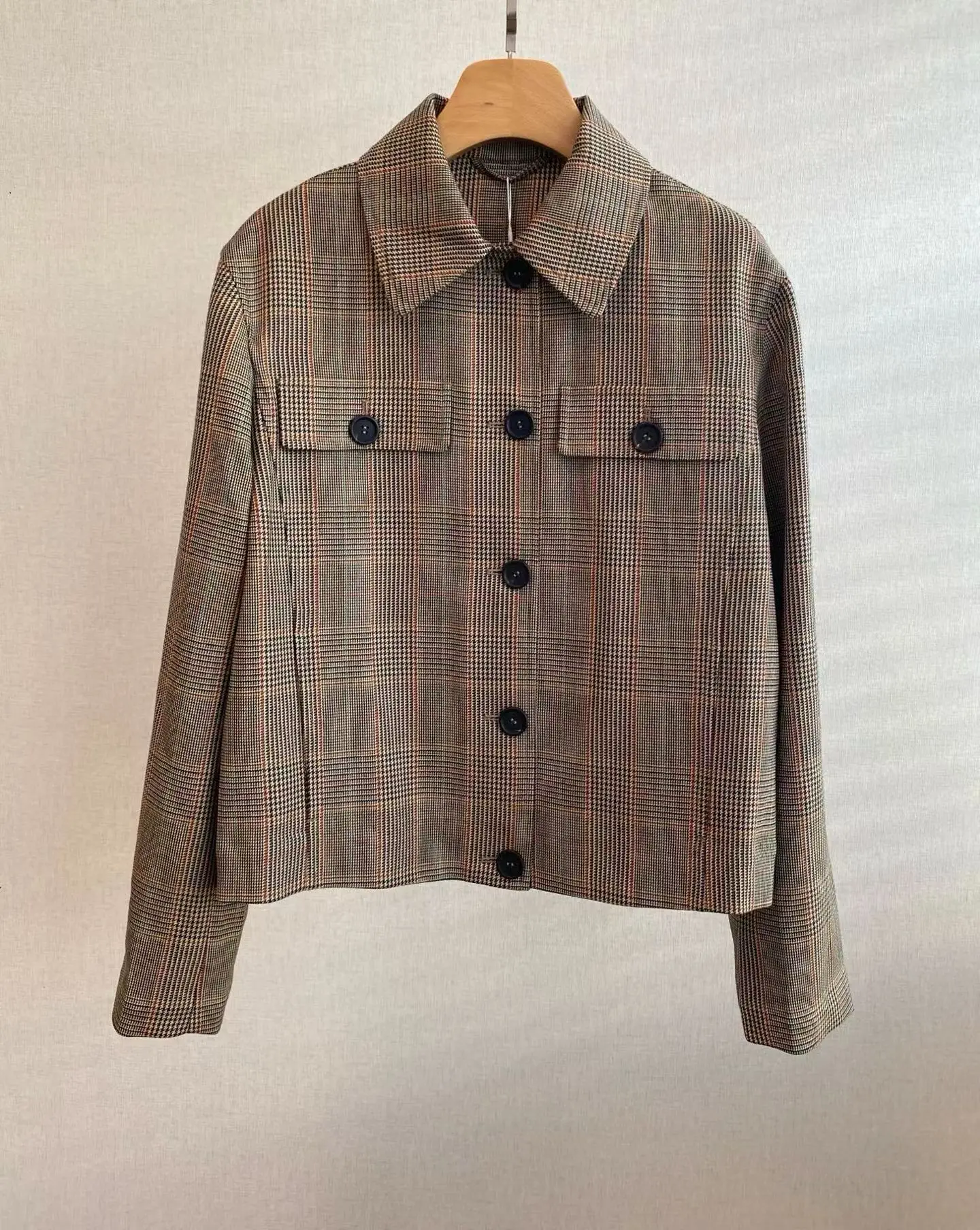 Old‑Money Style Women Plaid Matching Set Collared Cropped Jacket and Wide‑Leg Pants 2‑Piece Vintage Suit