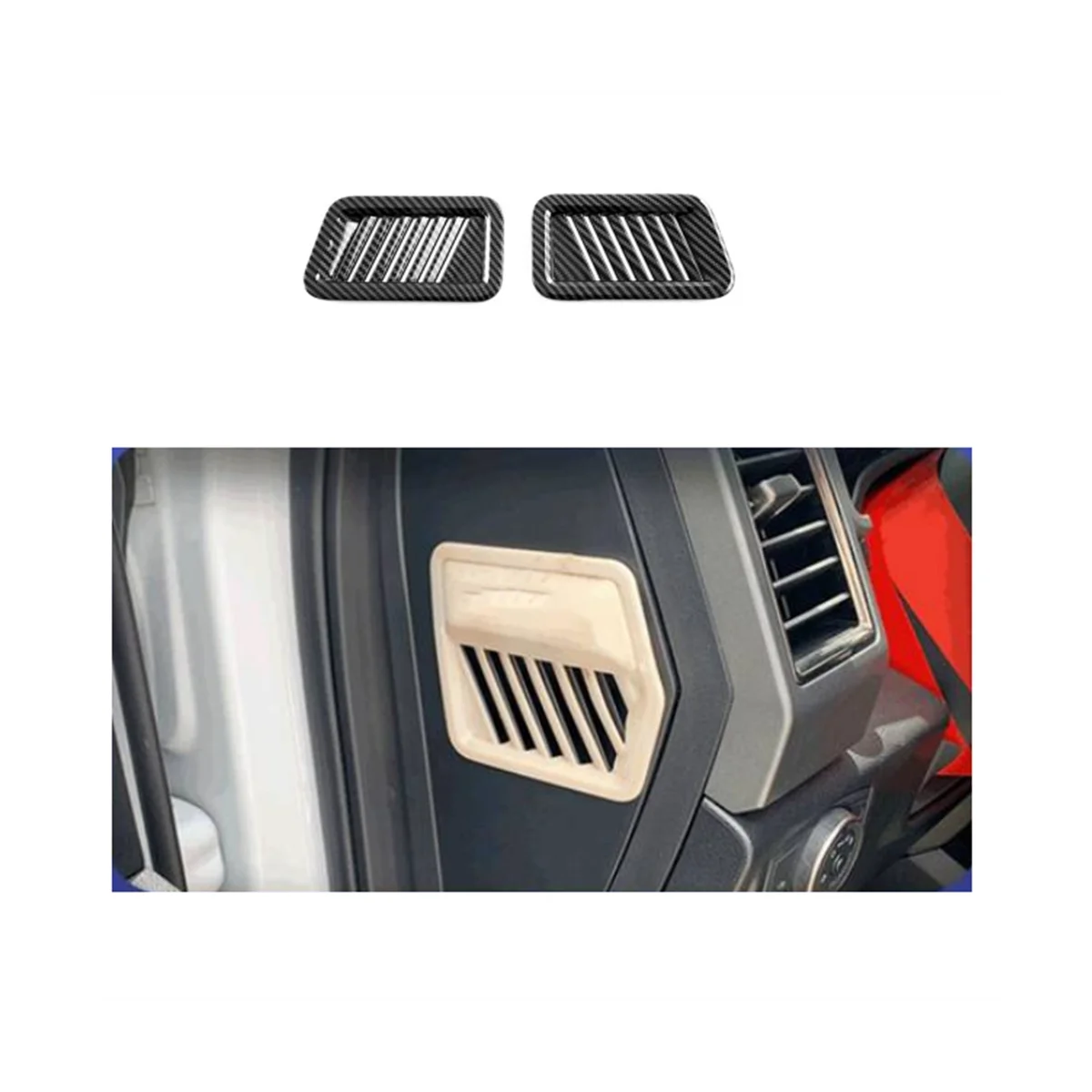 Carbon Fiber Front Side Air Conditioner Outlet Vent Cover Trim Frame Sticker Accessories for Ford Raptor F150 2021-2023