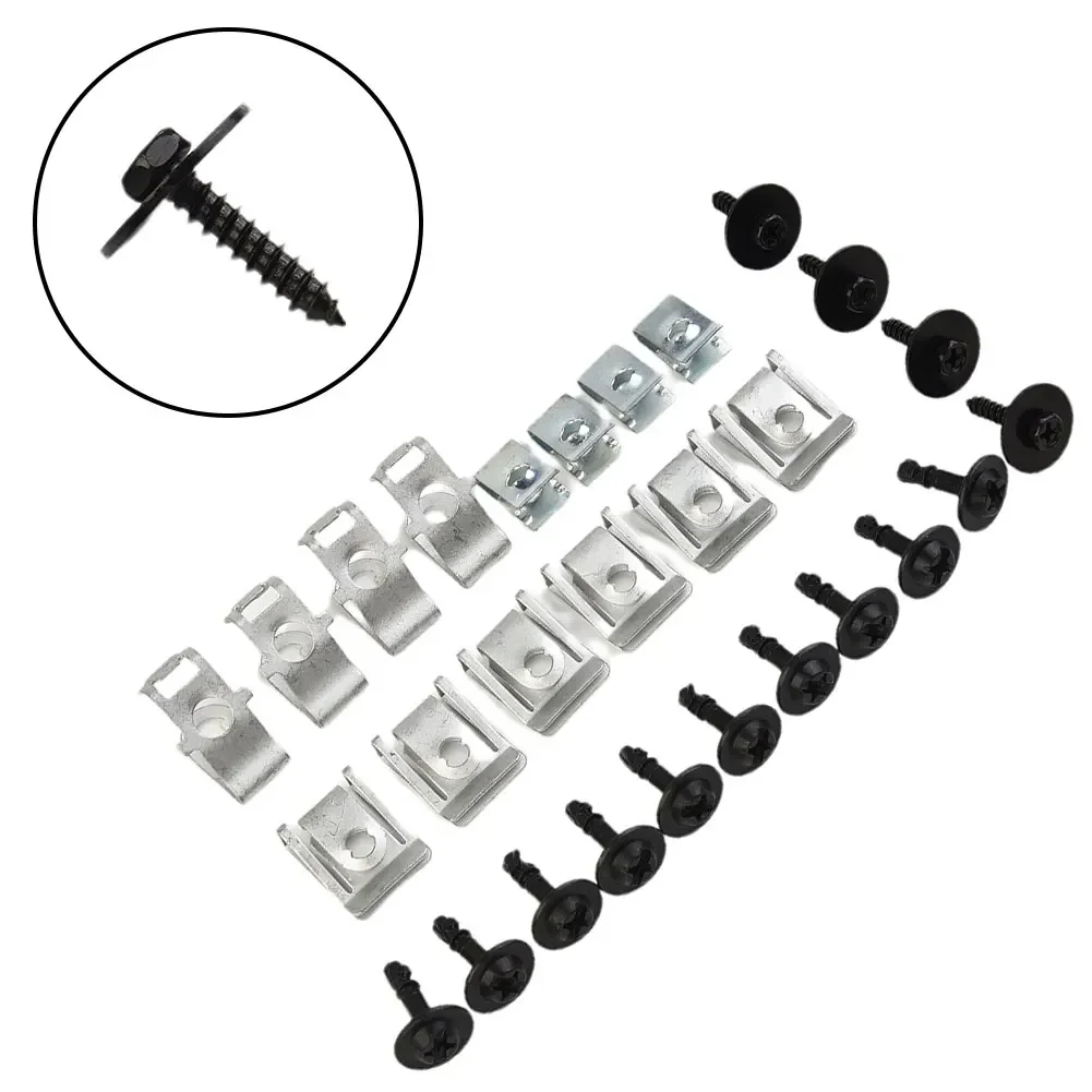28Pcs For Audi A4 B8 A5 8T Car Undertray Engine Under Covers Fixing Clips Shield Trim Panel Screws  Auto Repairing Accessories