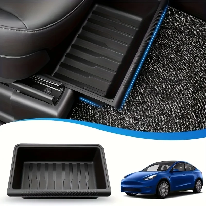 Under Seat Storage Box Organizer for Tesla Model Y Waterproof Driver Passenger Underseat Hidden Organizer Box TPE