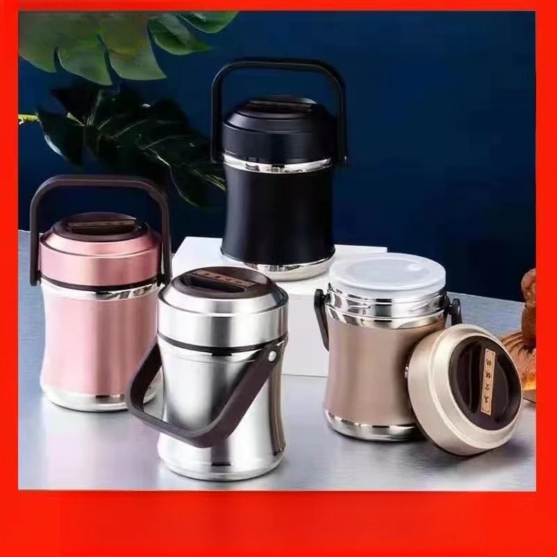 304 Stainless Steel Insulated Lunch Box, 3-Tier Vacuum Thermal Food Jar with Handle,Leakproof Bento Box for Office,School&Picnic