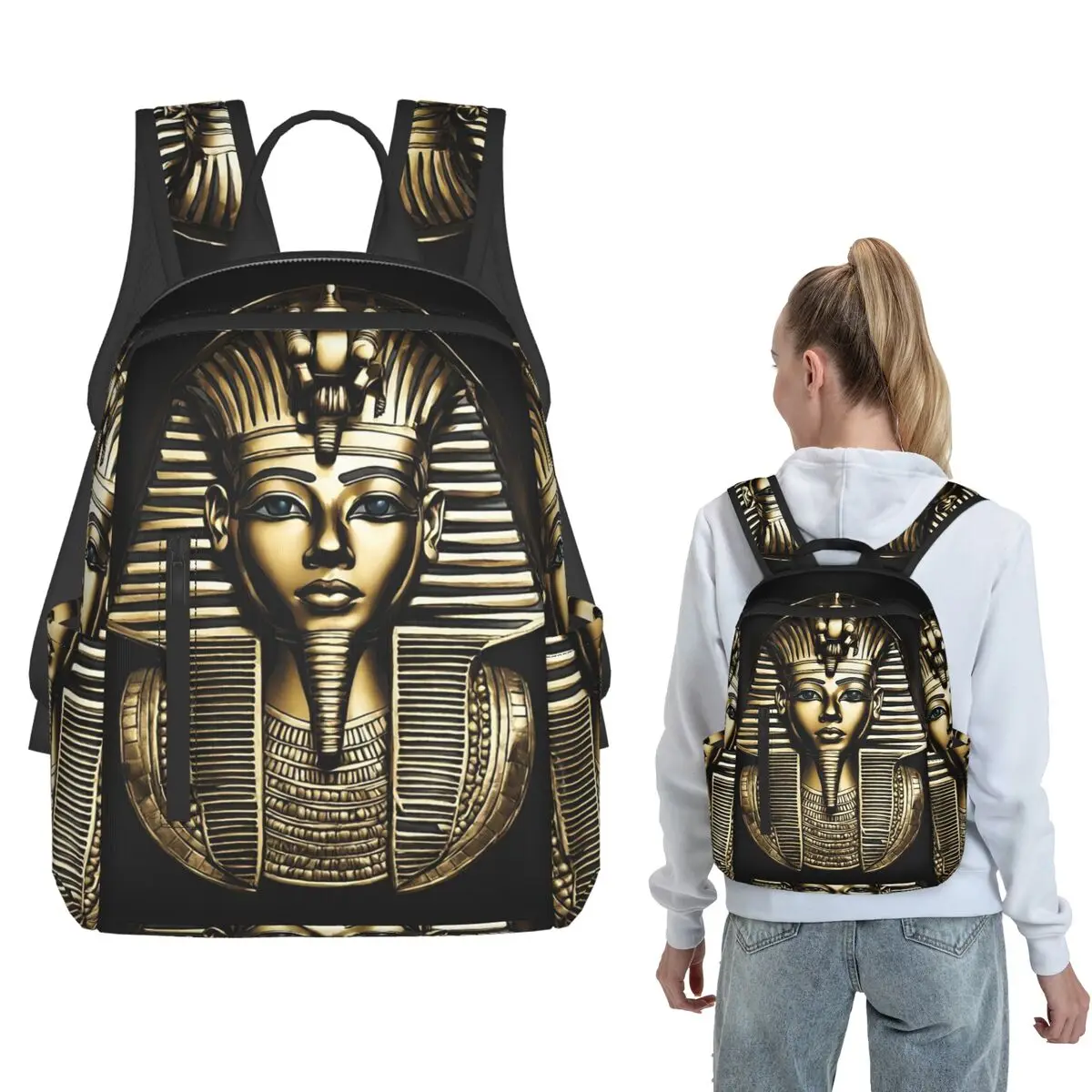 

Golden Mask Of Egyptian Ancient Backpack Daypack Boys Girls BookBag School Bag Shoulder Bags for Men Women