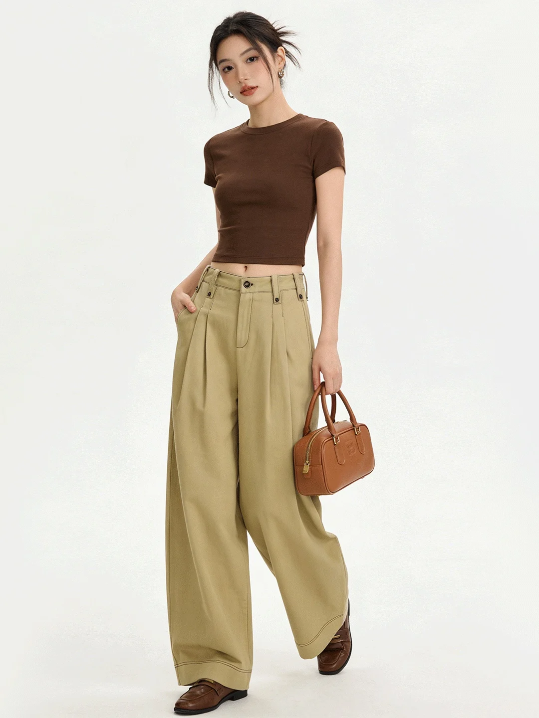 

Retro Korean Sle High Waist Wide Leg Soft Denim Pants Loose Slimming Casual Khaki Jeans Women's Faion Spring New Arrival