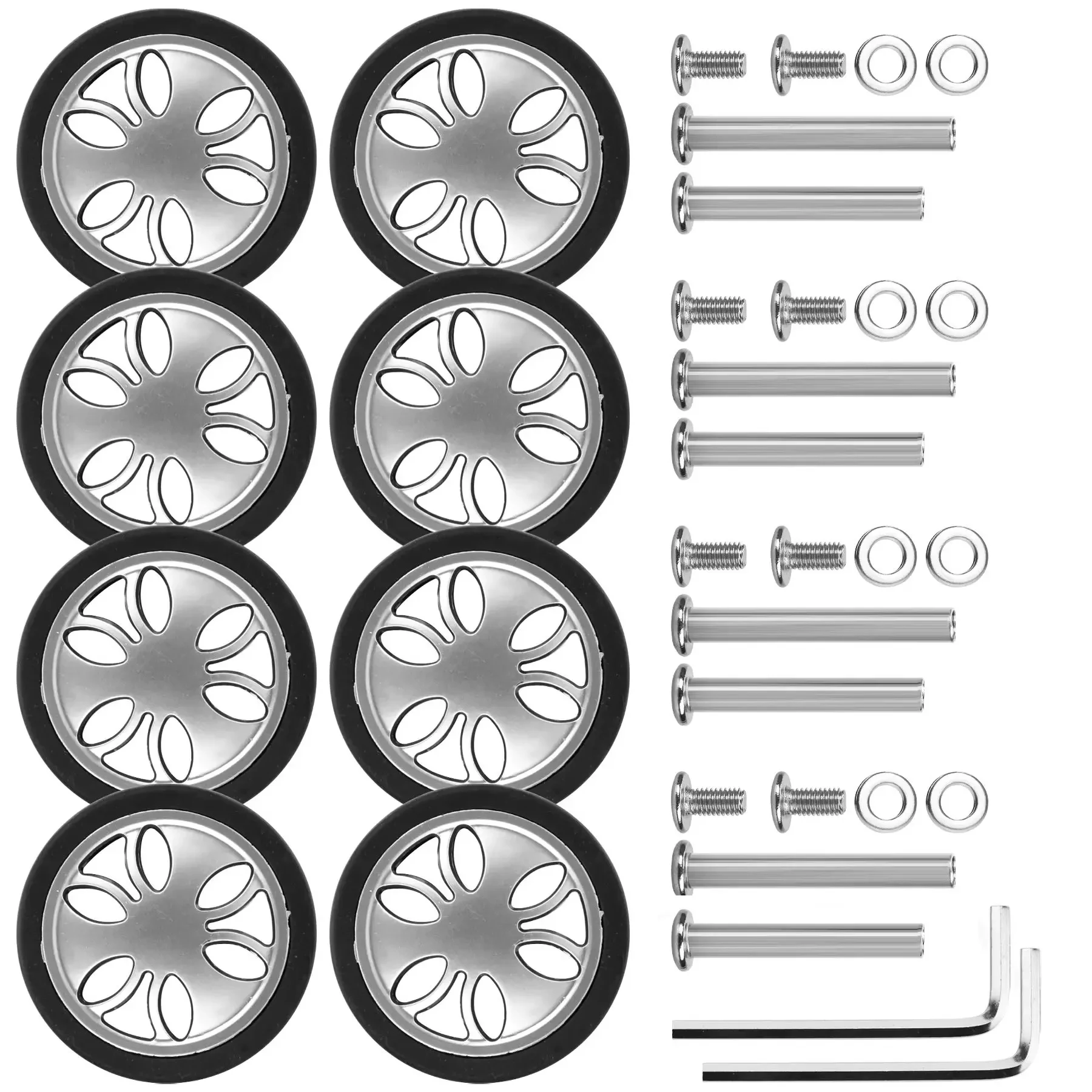 8Pcs Luggage Wheels Replacement with Screw Suitcase Replacement Wheel Travel Suitcase Wheel 60mm Axles Caster Wheel Repair