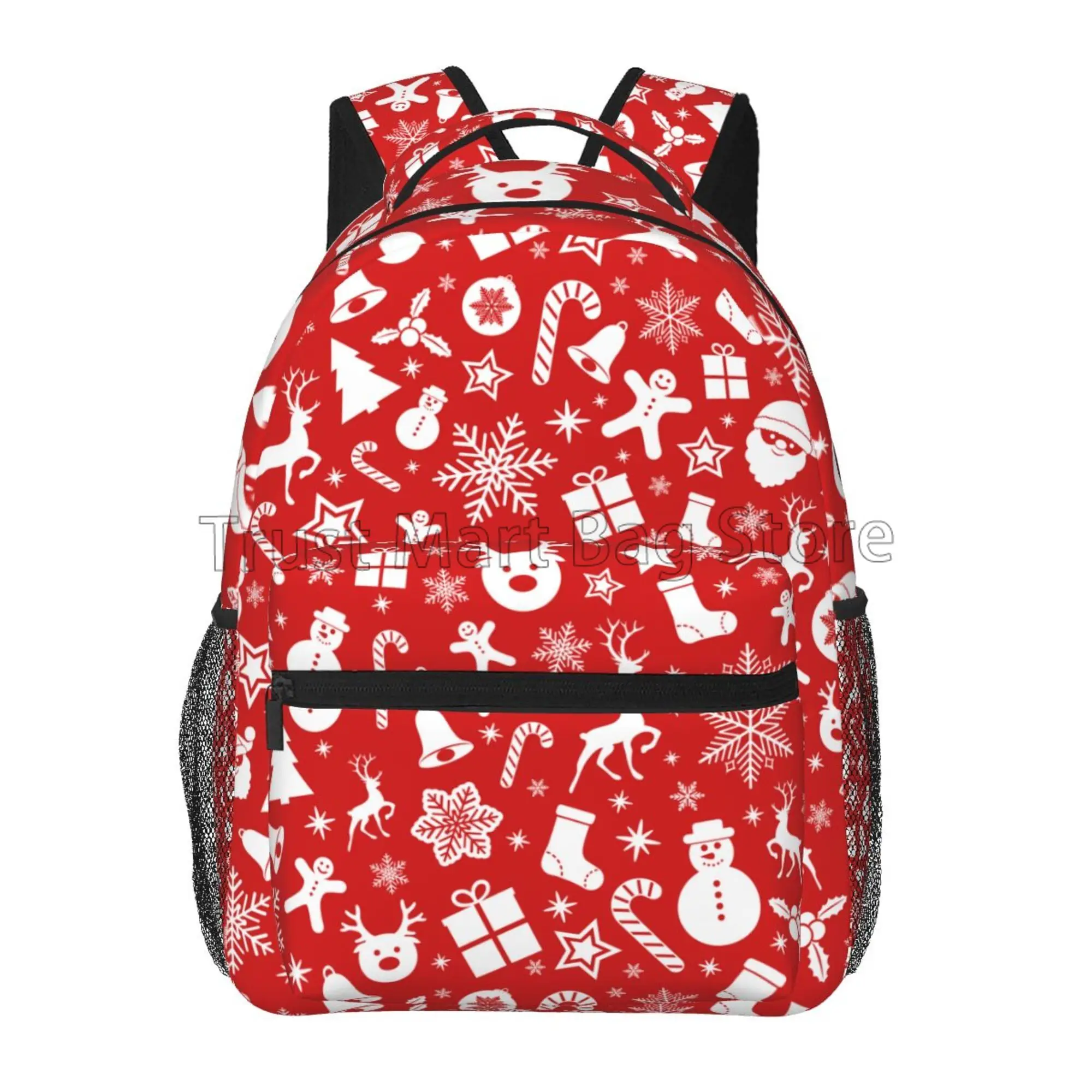 

Merry Christmas Red Travel Backpack for Women Girls Fashion Casual Lightweight Shoulder Bags School Student Bookbag Daypack