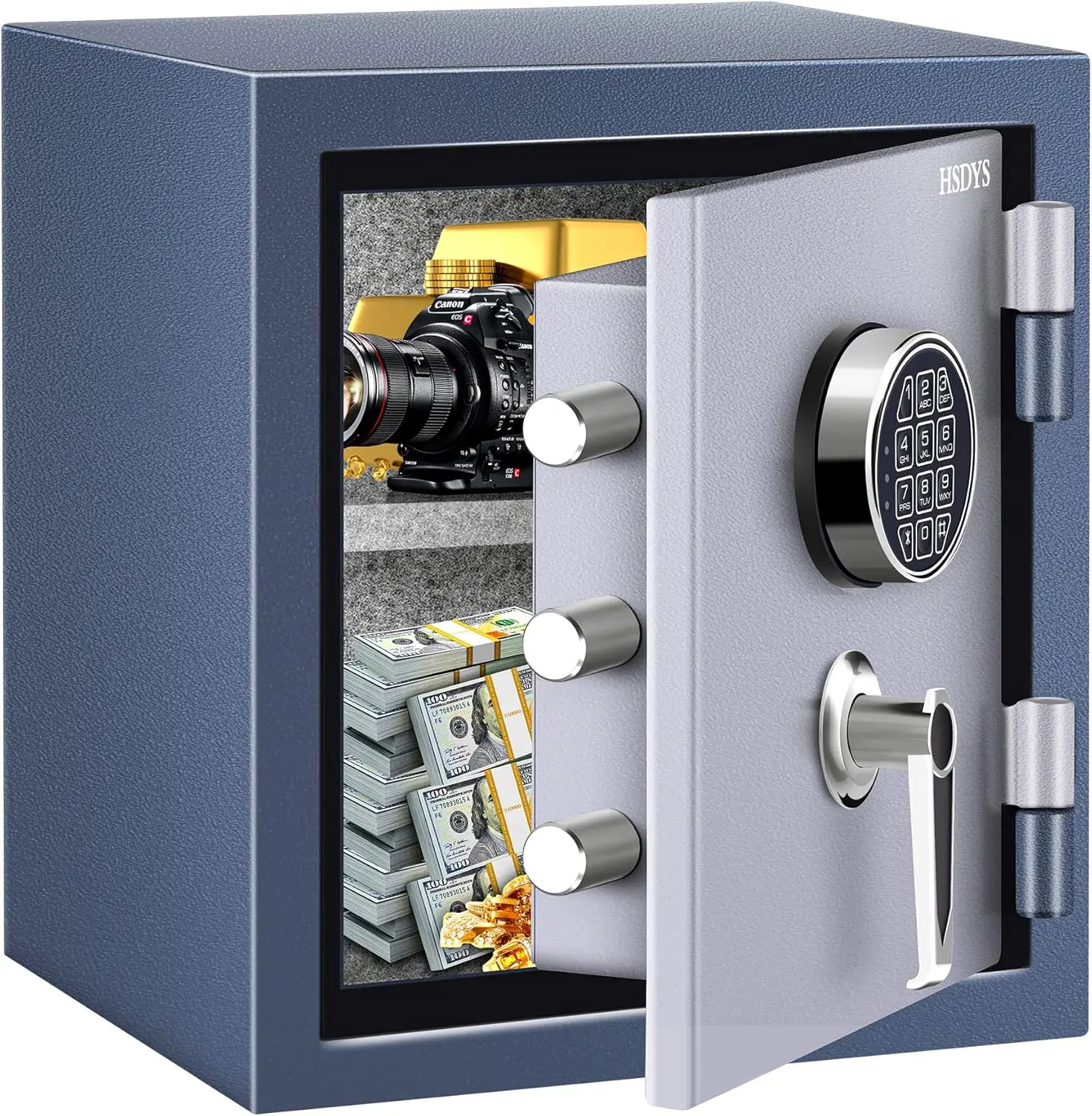 Firproof Safe Box 1.0 Cubic Feet,Security Safe With Digital Keypad and Key Lock, Home Safes Locker Box For Documents,Jewelry,Mon