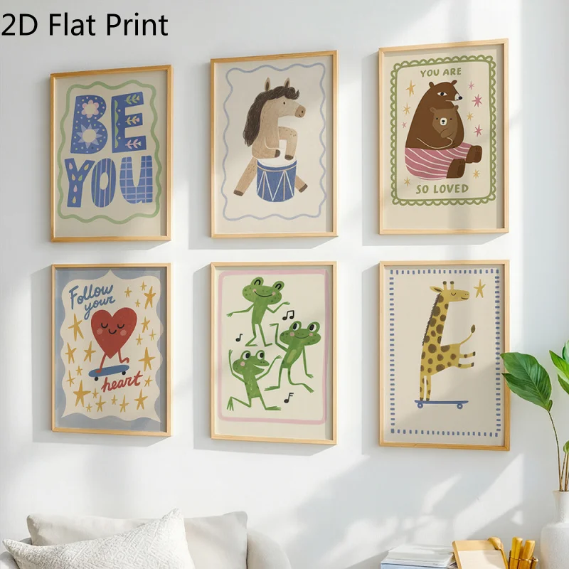 6pcs frameless Canvas Painting 6-piece Cute Animal Wall Art Canvas Set, Frameless and Stylish Theme, Perfect for Bedroom or Livi