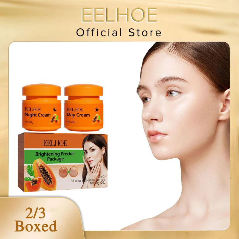 EELHOE Remove Spots Papaya Cream Whitening Freckle Brighten Melasma Spot Lighten Freckles Moisturizing Day Night Cream 2/3Boxed