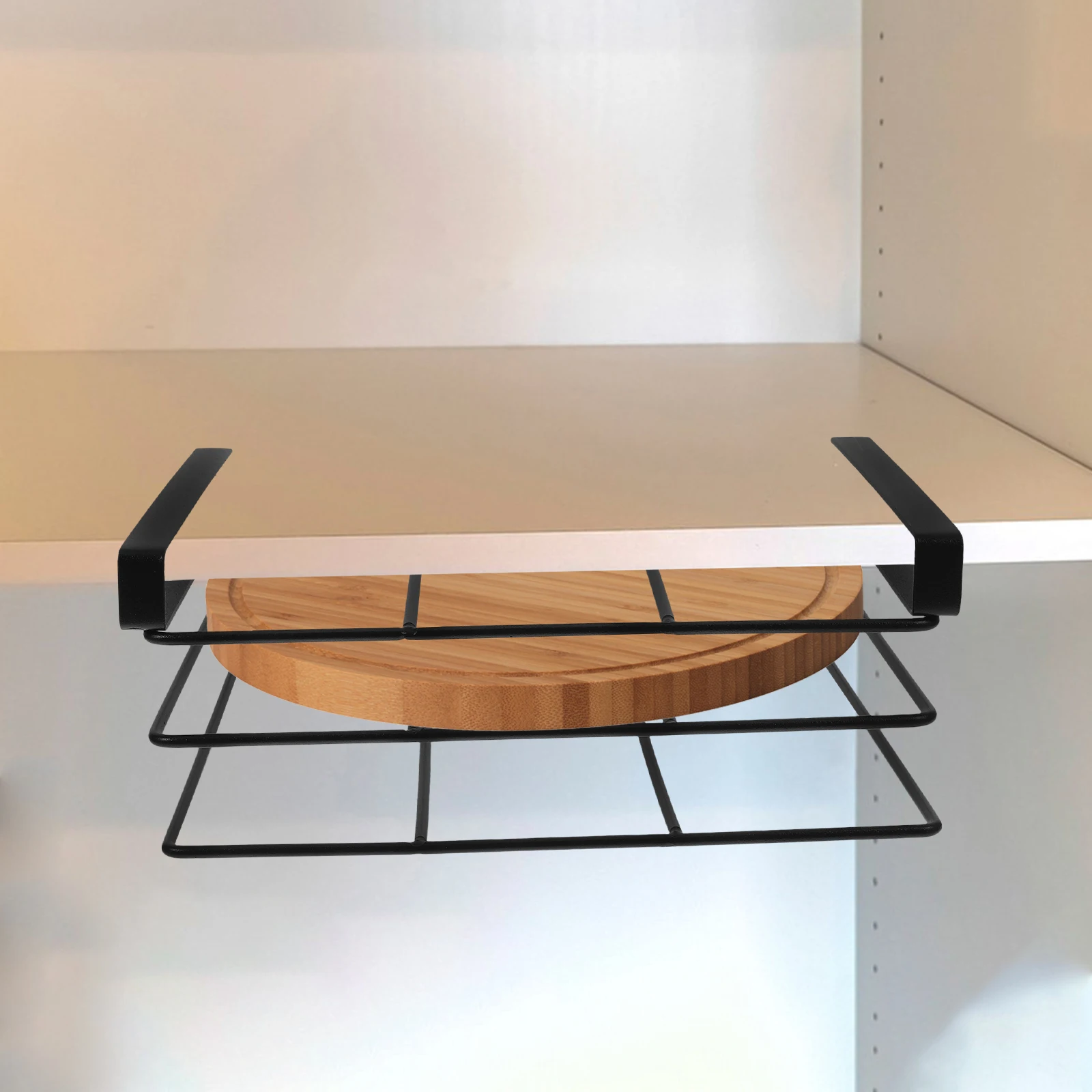 

Double Layer Cutting Board Rack Large Size Black Finish No Drill Kitchen ganizer under Cabinet Shelves Storage for Boards