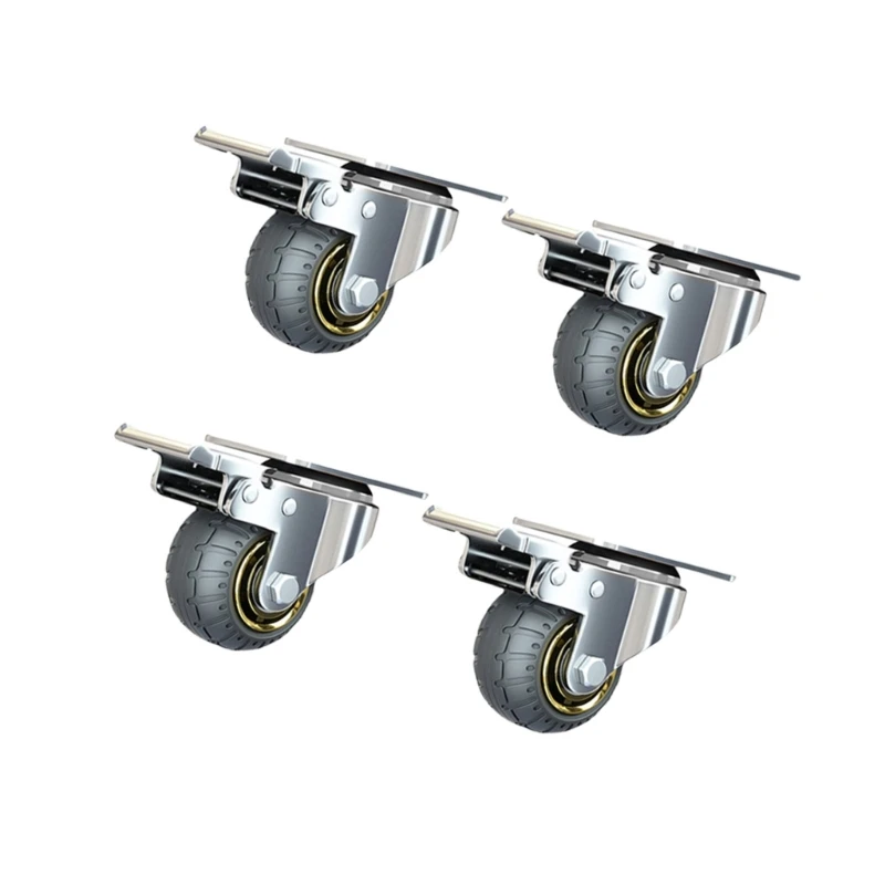 4Pcs 헤비 듀티 가구 휠 캐스터 3 인치 트롤리 휠 교체 회전 부드러운 고무 롤러 쉽게 설치