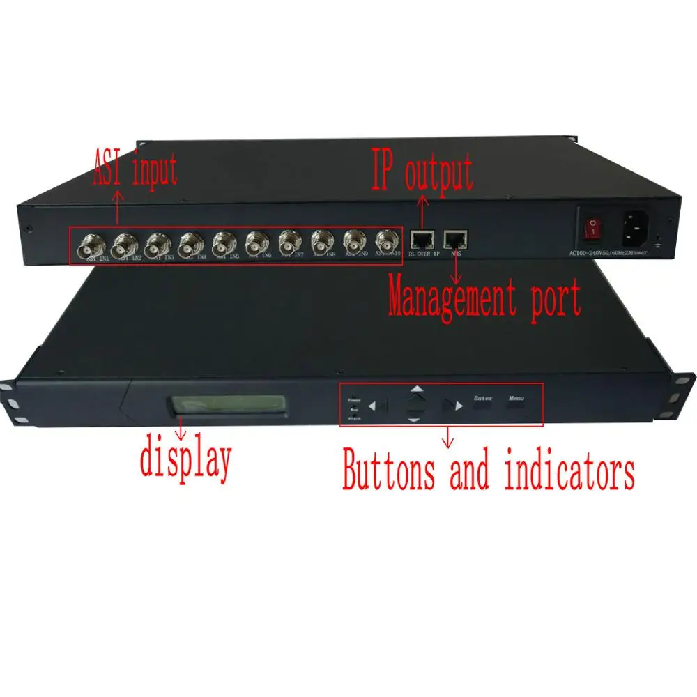 ASI to IP gateway ASI multiplexer, IPTV network TV / cable television front-end system equipment, 10 ASI to IP TS stream convers