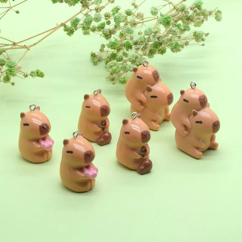 Kawaii 3D Miniature Capybara Resin Charms Peaceful Lazy Animal Pendant For Necklace Keychain DIY Crafts Jewlery Make